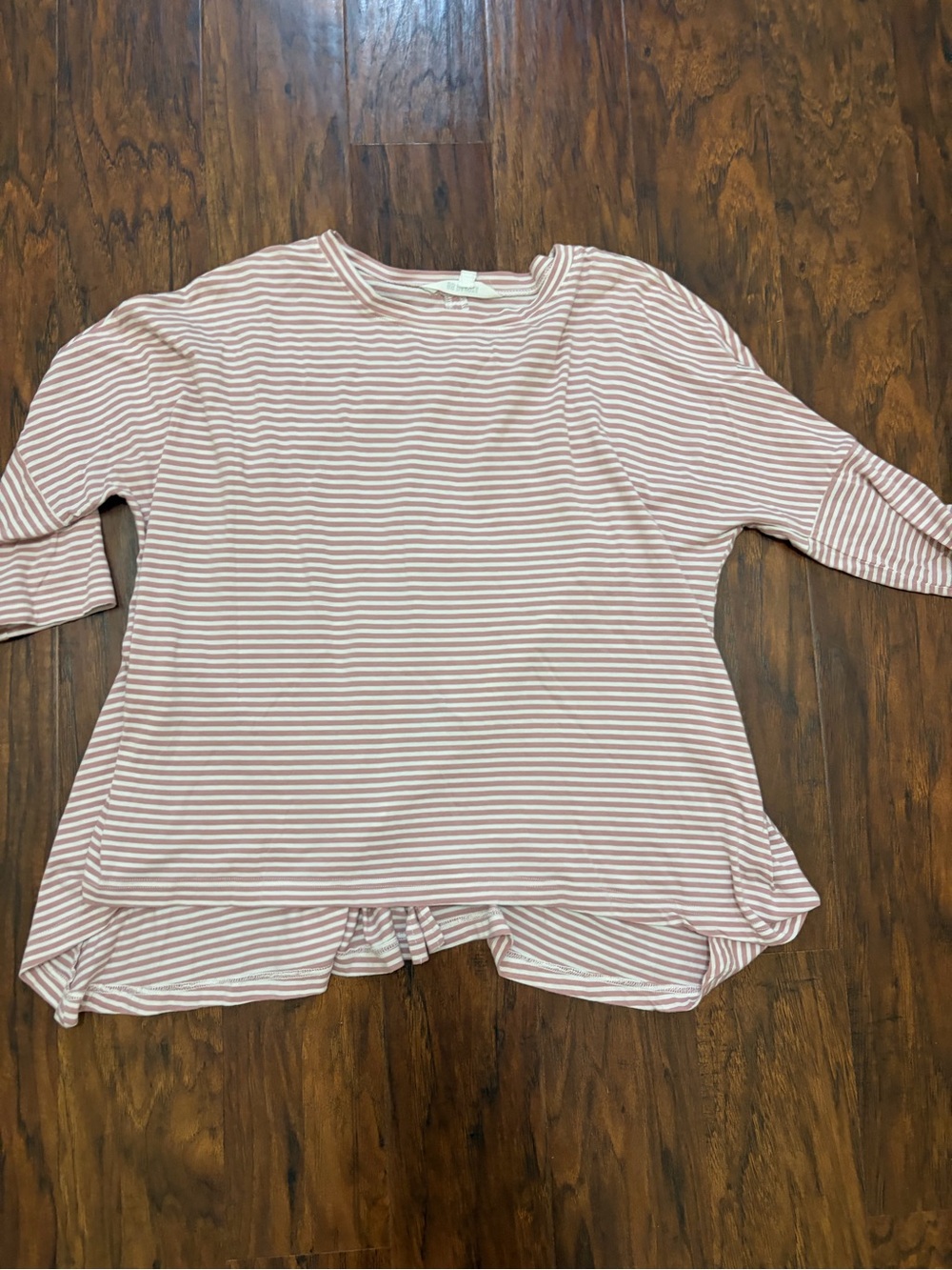 Striped Relaxed Fit Women’s Top in Dusty Rose and White